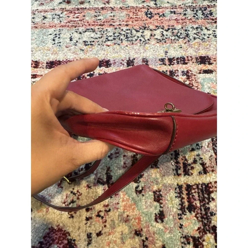Fossil Crossbody Shoulder Bag Red Leather Purse‎
